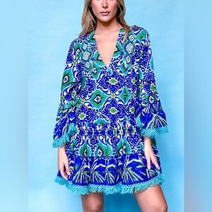 Beautiful Blue Print Short Dress